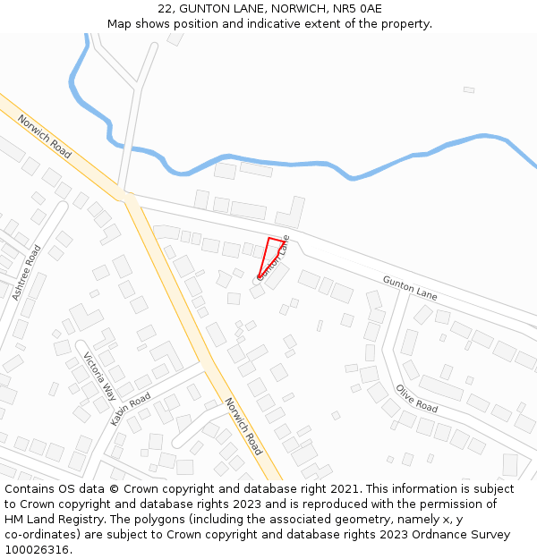 22, GUNTON LANE, NORWICH, NR5 0AE: Location map and indicative extent of plot