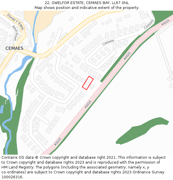 22, GWELFOR ESTATE, CEMAES BAY, LL67 0NL: Location map and indicative extent of plot