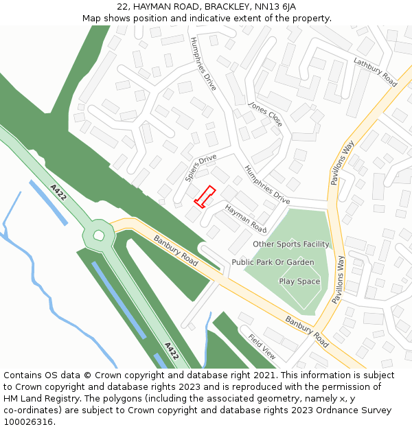 22, HAYMAN ROAD, BRACKLEY, NN13 6JA: Location map and indicative extent of plot
