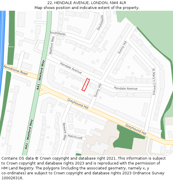22, HENDALE AVENUE, LONDON, NW4 4LR: Location map and indicative extent of plot