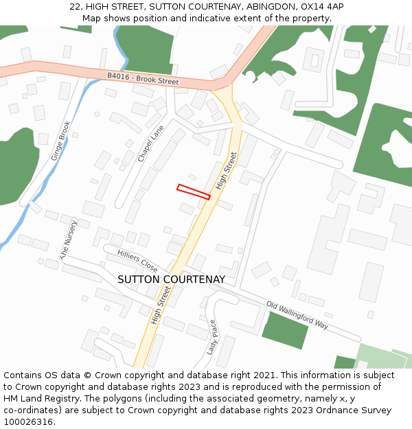 22, HIGH STREET, SUTTON COURTENAY, ABINGDON, OX14 4AP: Location map and indicative extent of plot