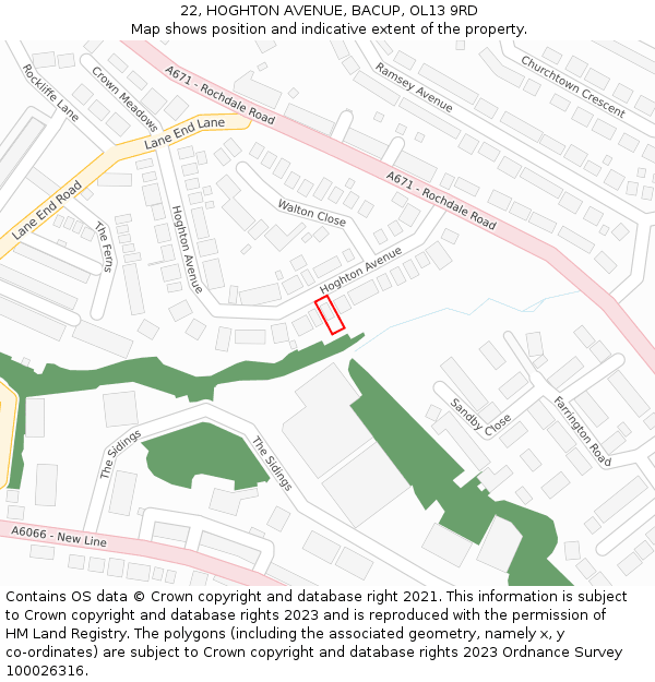 22, HOGHTON AVENUE, BACUP, OL13 9RD: Location map and indicative extent of plot