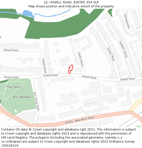 22, HOWELL ROAD, EXETER, EX4 4LR: Location map and indicative extent of plot