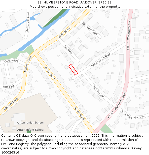 22, HUMBERSTONE ROAD, ANDOVER, SP10 2EJ: Location map and indicative extent of plot