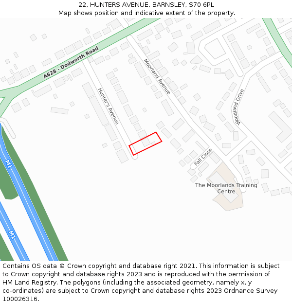 22, HUNTERS AVENUE, BARNSLEY, S70 6PL: Location map and indicative extent of plot