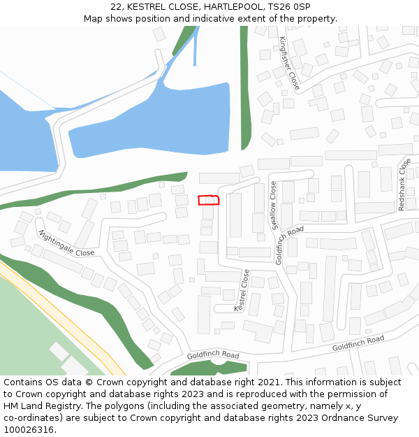 22, KESTREL CLOSE, HARTLEPOOL, TS26 0SP: Location map and indicative extent of plot