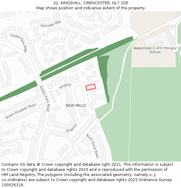 22, KINGSHILL, CIRENCESTER, GL7 1DE: Location map and indicative extent of plot