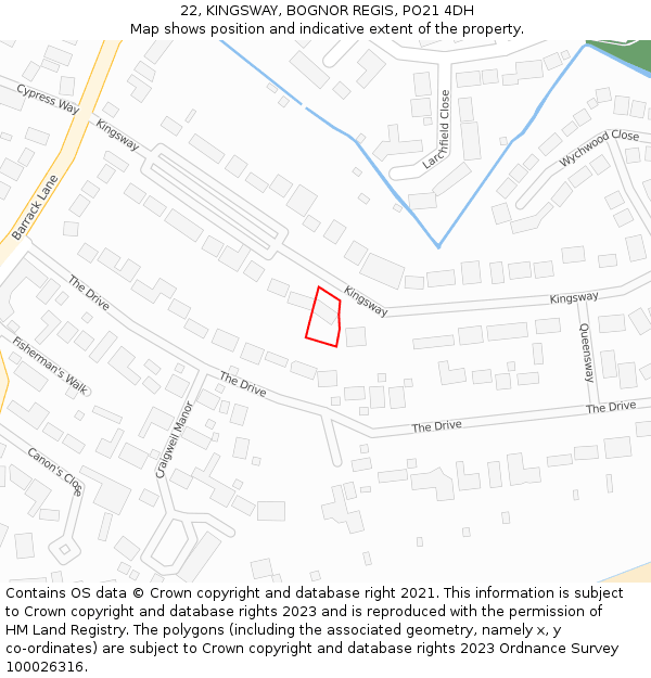 22, KINGSWAY, BOGNOR REGIS, PO21 4DH: Location map and indicative extent of plot