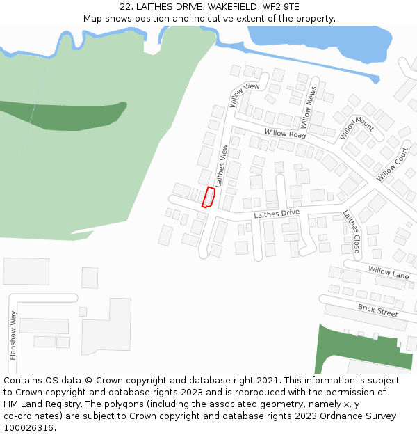 22, LAITHES DRIVE, WAKEFIELD, WF2 9TE: Location map and indicative extent of plot