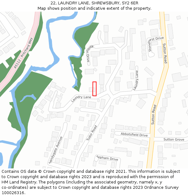 22, LAUNDRY LANE, SHREWSBURY, SY2 6ER: Location map and indicative extent of plot