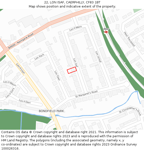 22, LON ISAF, CAERPHILLY, CF83 1BT: Location map and indicative extent of plot