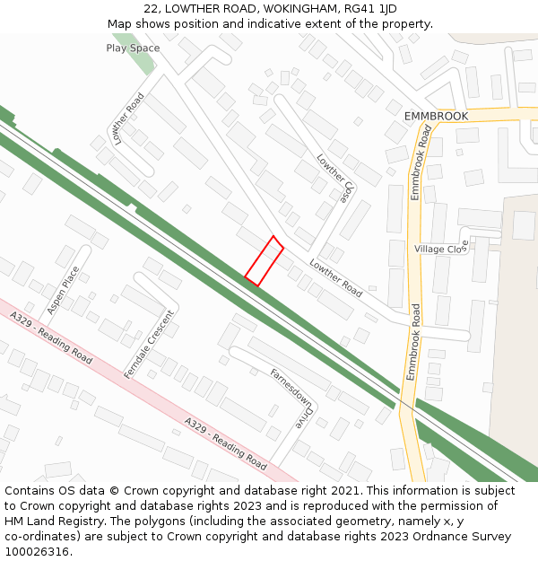 22, LOWTHER ROAD, WOKINGHAM, RG41 1JD: Location map and indicative extent of plot