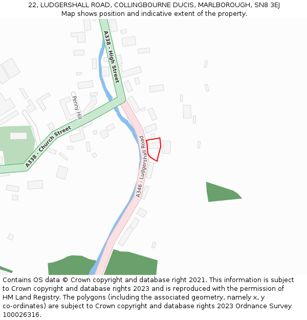 22, LUDGERSHALL ROAD, COLLINGBOURNE DUCIS, MARLBOROUGH, SN8 3EJ: Location map and indicative extent of plot