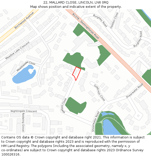 22, MALLARD CLOSE, LINCOLN, LN6 0RQ: Location map and indicative extent of plot