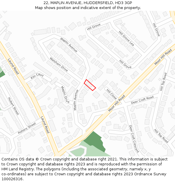 22, MAPLIN AVENUE, HUDDERSFIELD, HD3 3GP: Location map and indicative extent of plot
