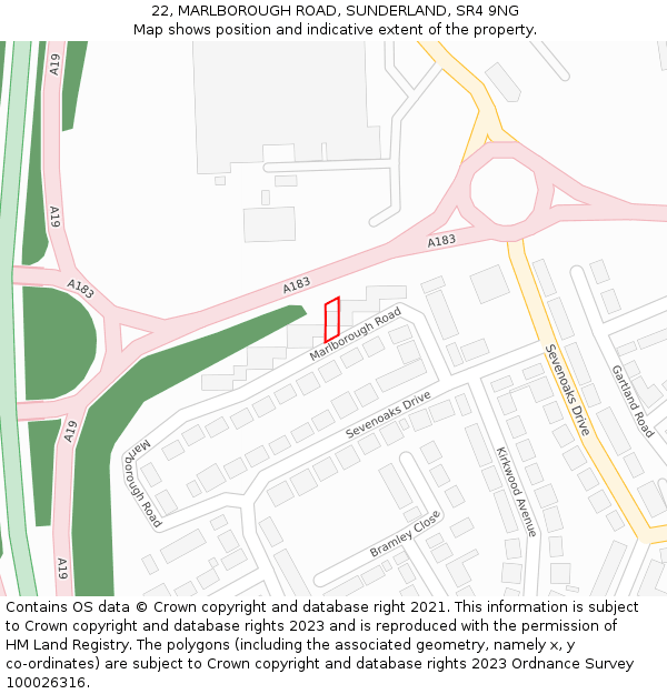 22, MARLBOROUGH ROAD, SUNDERLAND, SR4 9NG: Location map and indicative extent of plot