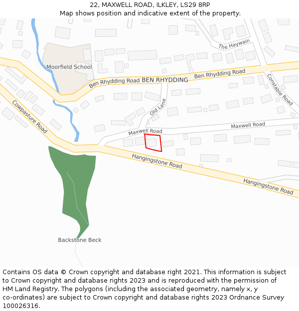 22, MAXWELL ROAD, ILKLEY, LS29 8RP: Location map and indicative extent of plot