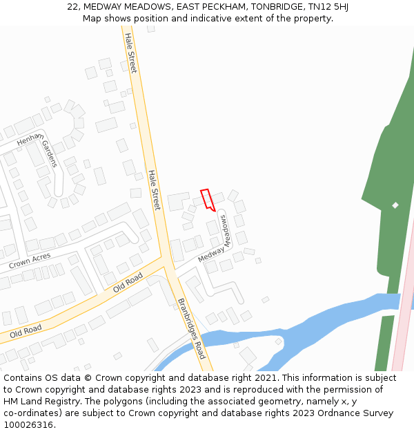 22, MEDWAY MEADOWS, EAST PECKHAM, TONBRIDGE, TN12 5HJ: Location map and indicative extent of plot