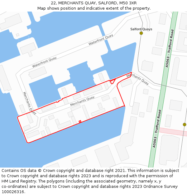 22, MERCHANTS QUAY, SALFORD, M50 3XR: Location map and indicative extent of plot