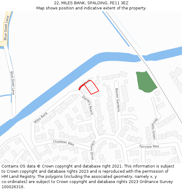 22, MILES BANK, SPALDING, PE11 3EZ: Location map and indicative extent of plot