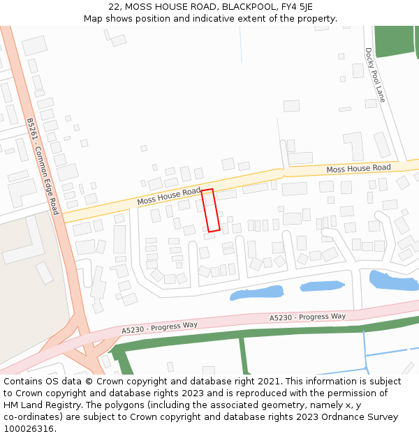 22, MOSS HOUSE ROAD, BLACKPOOL, FY4 5JE: Location map and indicative extent of plot