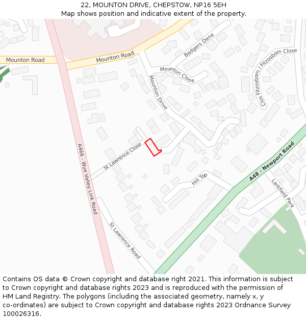 22, MOUNTON DRIVE, CHEPSTOW, NP16 5EH: Location map and indicative extent of plot