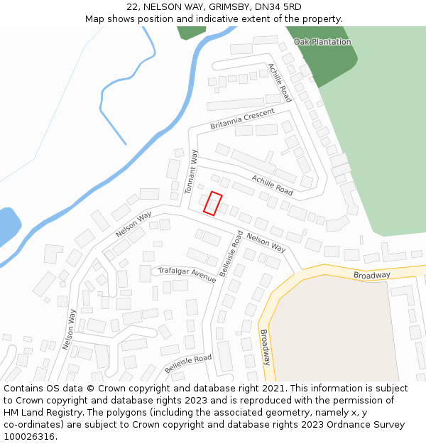 22, NELSON WAY, GRIMSBY, DN34 5RD: Location map and indicative extent of plot