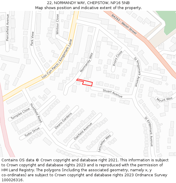 22, NORMANDY WAY, CHEPSTOW, NP16 5NB: Location map and indicative extent of plot