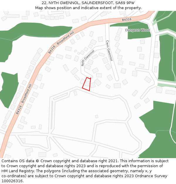 22, NYTH GWENNOL, SAUNDERSFOOT, SA69 9PW: Location map and indicative extent of plot