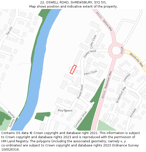 22, OSWELL ROAD, SHREWSBURY, SY2 5YL: Location map and indicative extent of plot