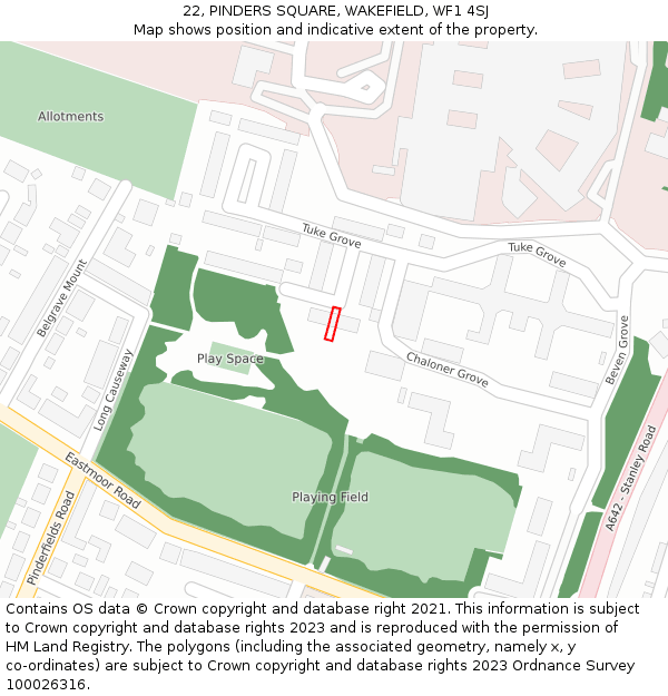 22, PINDERS SQUARE, WAKEFIELD, WF1 4SJ: Location map and indicative extent of plot