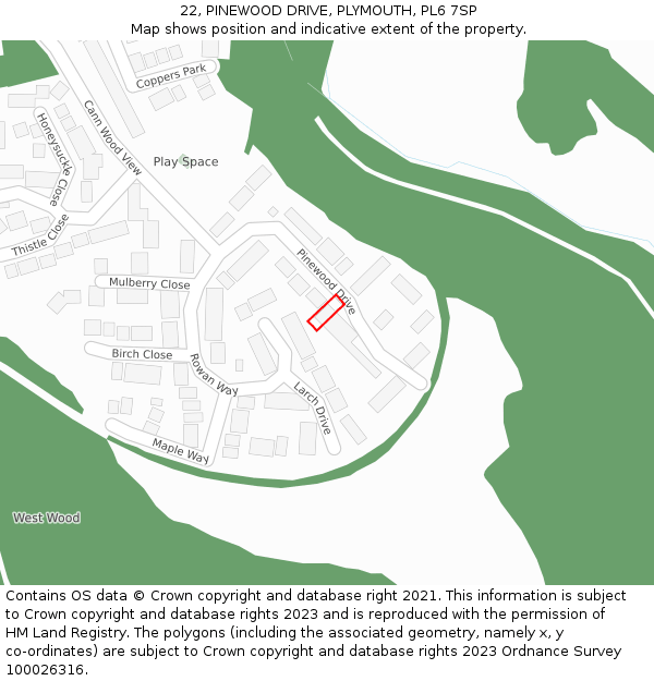 22, PINEWOOD DRIVE, PLYMOUTH, PL6 7SP: Location map and indicative extent of plot