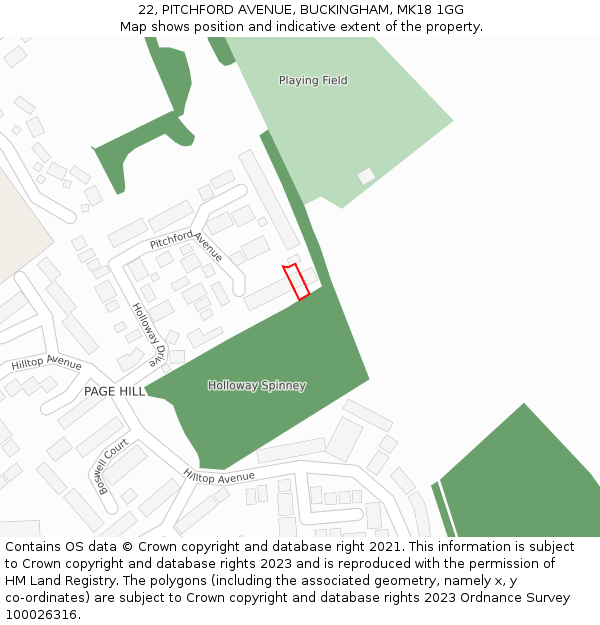 22, PITCHFORD AVENUE, BUCKINGHAM, MK18 1GG: Location map and indicative extent of plot