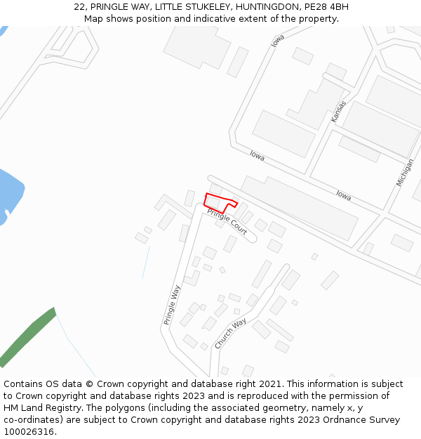 22, PRINGLE WAY, LITTLE STUKELEY, HUNTINGDON, PE28 4BH: Location map and indicative extent of plot