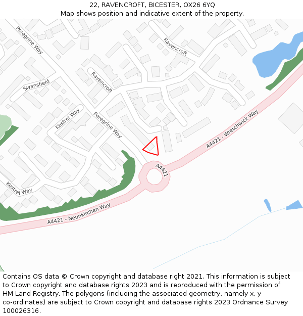 22, RAVENCROFT, BICESTER, OX26 6YQ: Location map and indicative extent of plot