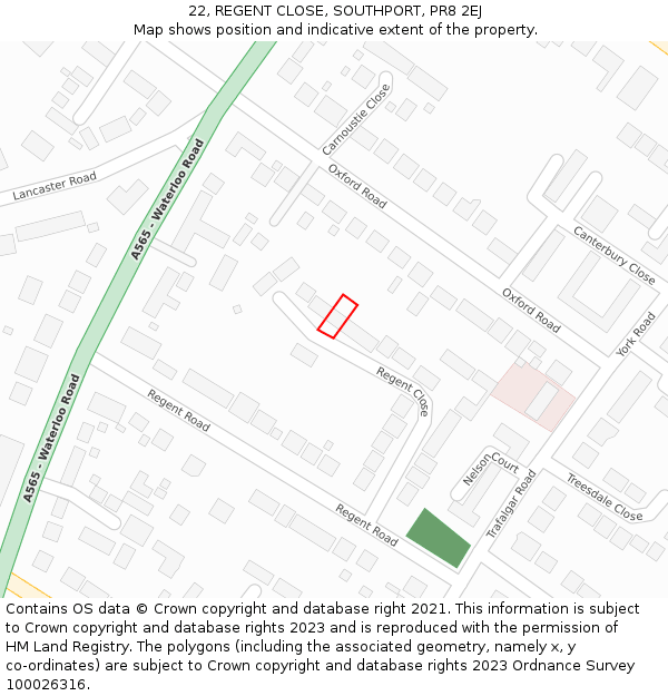 22, REGENT CLOSE, SOUTHPORT, PR8 2EJ: Location map and indicative extent of plot