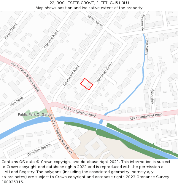 22, ROCHESTER GROVE, FLEET, GU51 3LU: Location map and indicative extent of plot