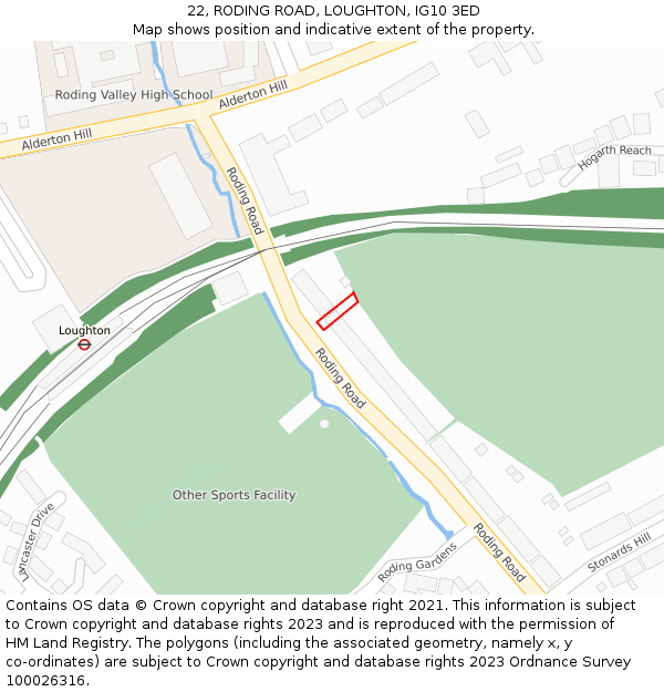 22, RODING ROAD, LOUGHTON, IG10 3ED: Location map and indicative extent of plot