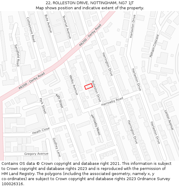 22, ROLLESTON DRIVE, NOTTINGHAM, NG7 1JT: Location map and indicative extent of plot