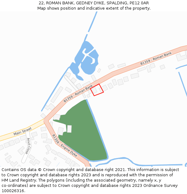 22, ROMAN BANK, GEDNEY DYKE, SPALDING, PE12 0AR: Location map and indicative extent of plot