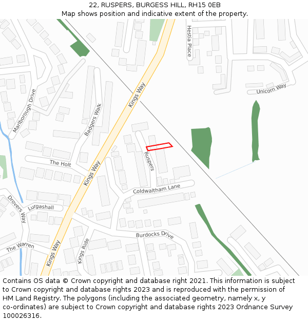 22, RUSPERS, BURGESS HILL, RH15 0EB: Location map and indicative extent of plot