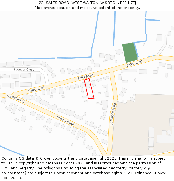 22, SALTS ROAD, WEST WALTON, WISBECH, PE14 7EJ: Location map and indicative extent of plot