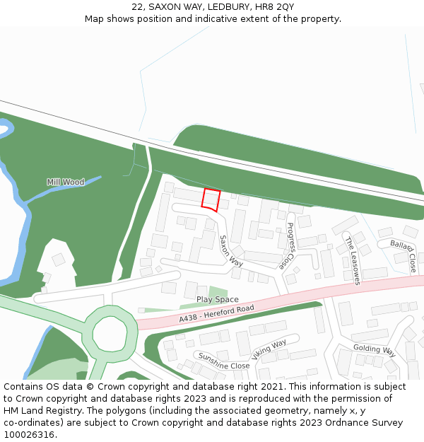 22, SAXON WAY, LEDBURY, HR8 2QY: Location map and indicative extent of plot