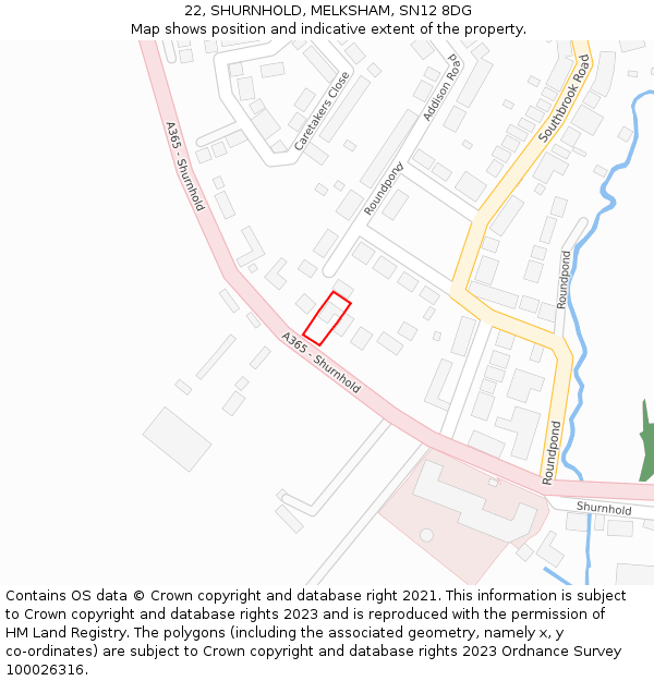 22, SHURNHOLD, MELKSHAM, SN12 8DG: Location map and indicative extent of plot