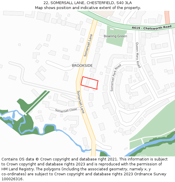 22, SOMERSALL LANE, CHESTERFIELD, S40 3LA: Location map and indicative extent of plot