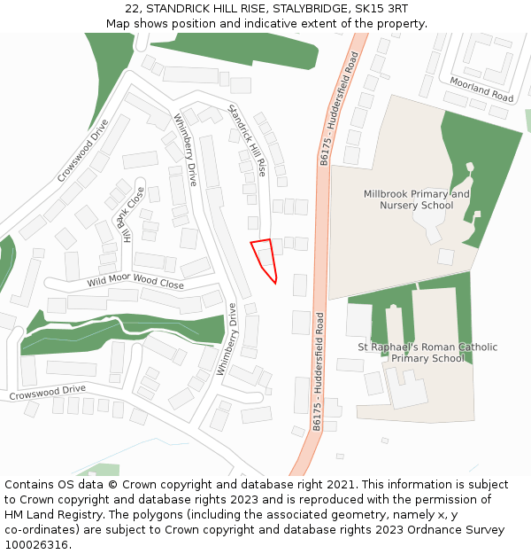 22, STANDRICK HILL RISE, STALYBRIDGE, SK15 3RT: Location map and indicative extent of plot