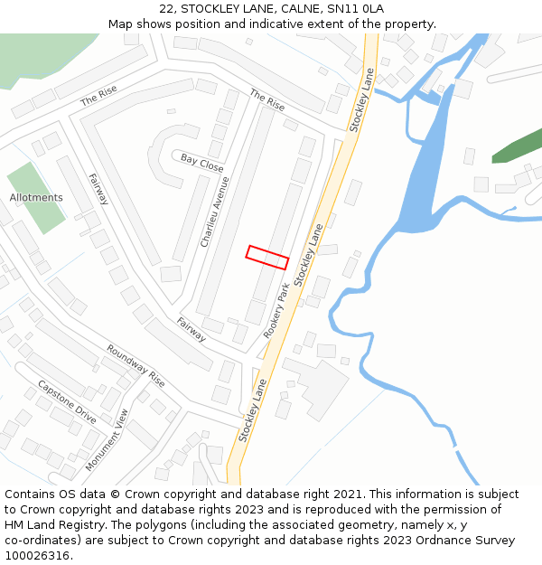 22, STOCKLEY LANE, CALNE, SN11 0LA: Location map and indicative extent of plot