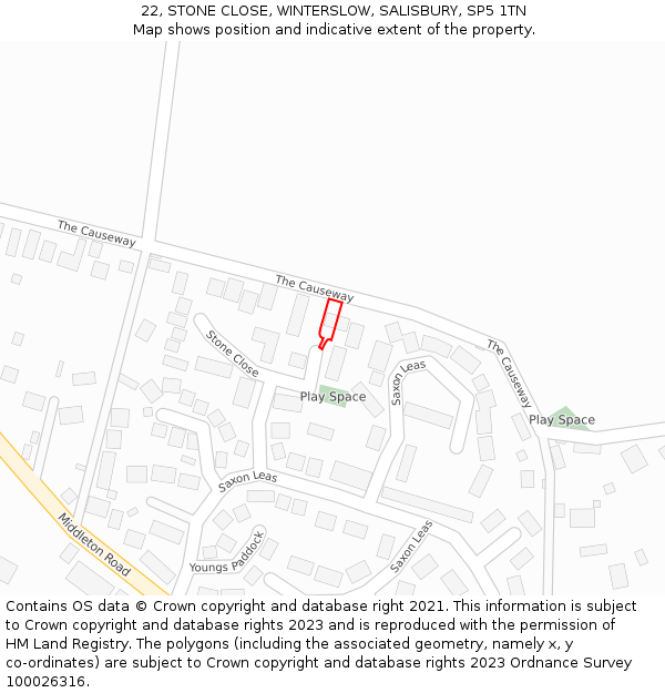 22, STONE CLOSE, WINTERSLOW, SALISBURY, SP5 1TN: Location map and indicative extent of plot