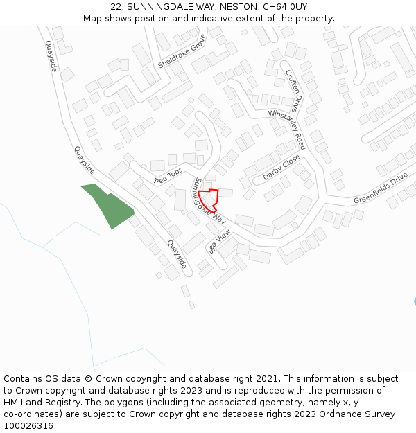 22, SUNNINGDALE WAY, NESTON, CH64 0UY: Location map and indicative extent of plot