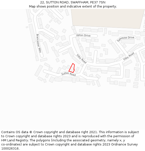 22, SUTTON ROAD, SWAFFHAM, PE37 7SN: Location map and indicative extent of plot